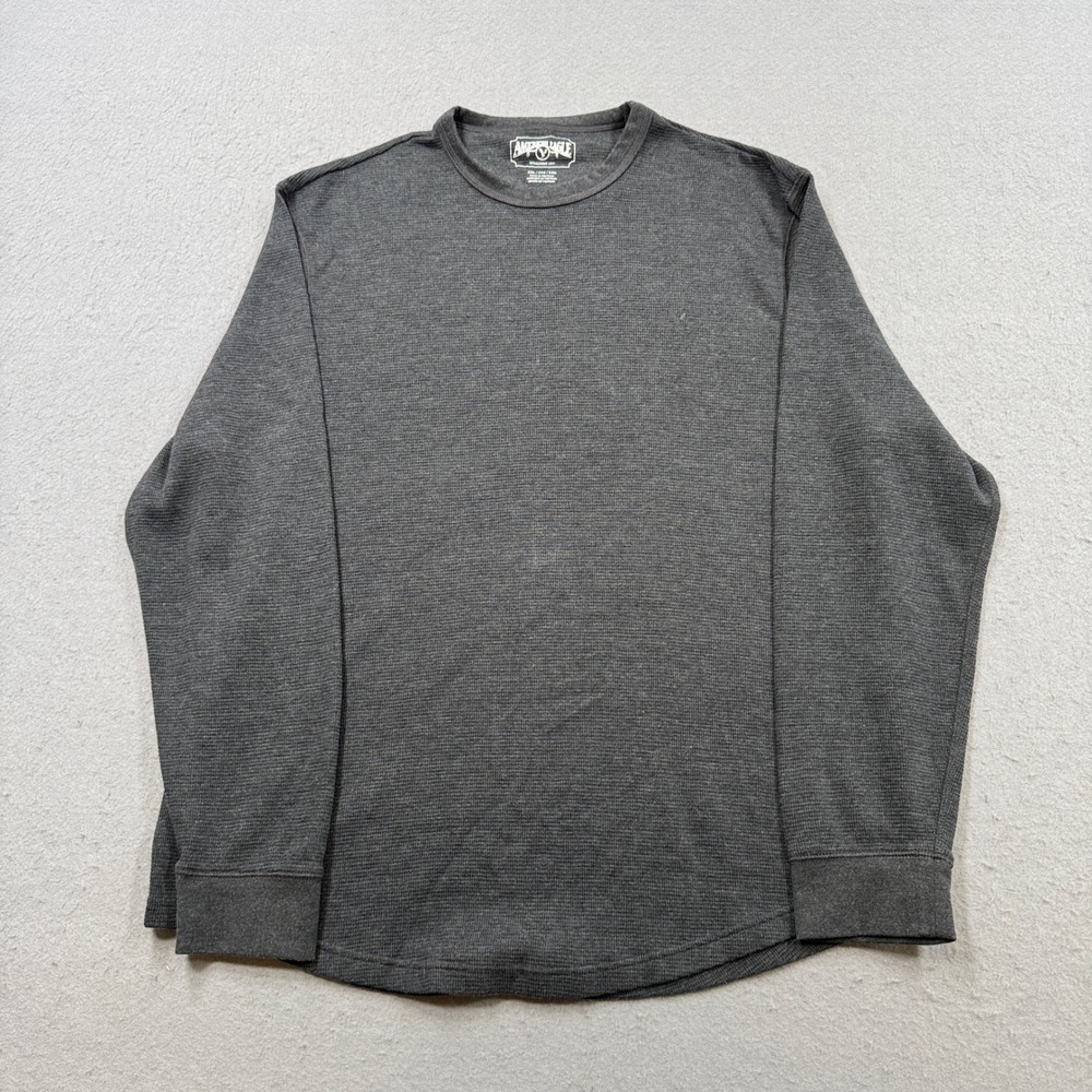 American Eagle Thermal Shirt Men's 2XL Gray Waffle Knit Long Sleeve Relaxed Fit